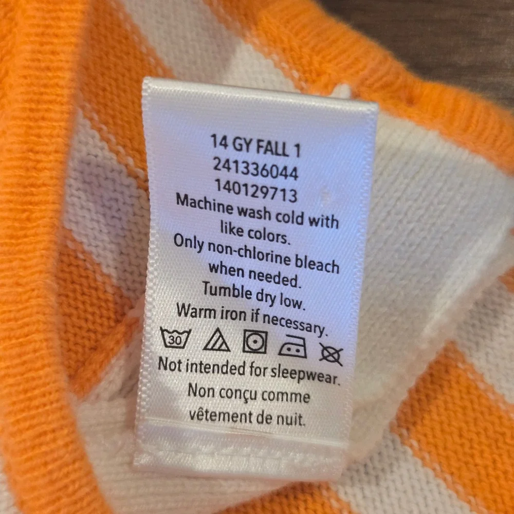 Gymboree Girls 2T Orange White Striped Pumpkin Knit Sweater Dress Halloween Fall